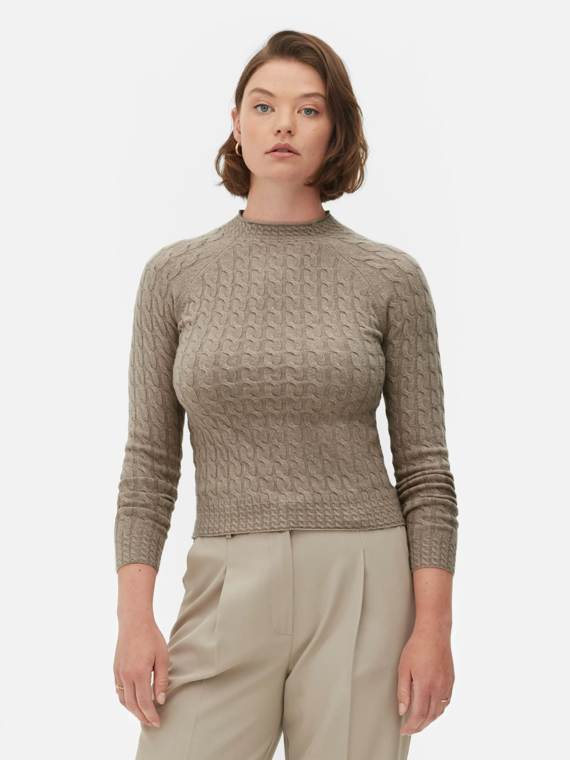 Pulls Et Gilets|Primark Pull En Maille Torsadée à Col Montant Marron