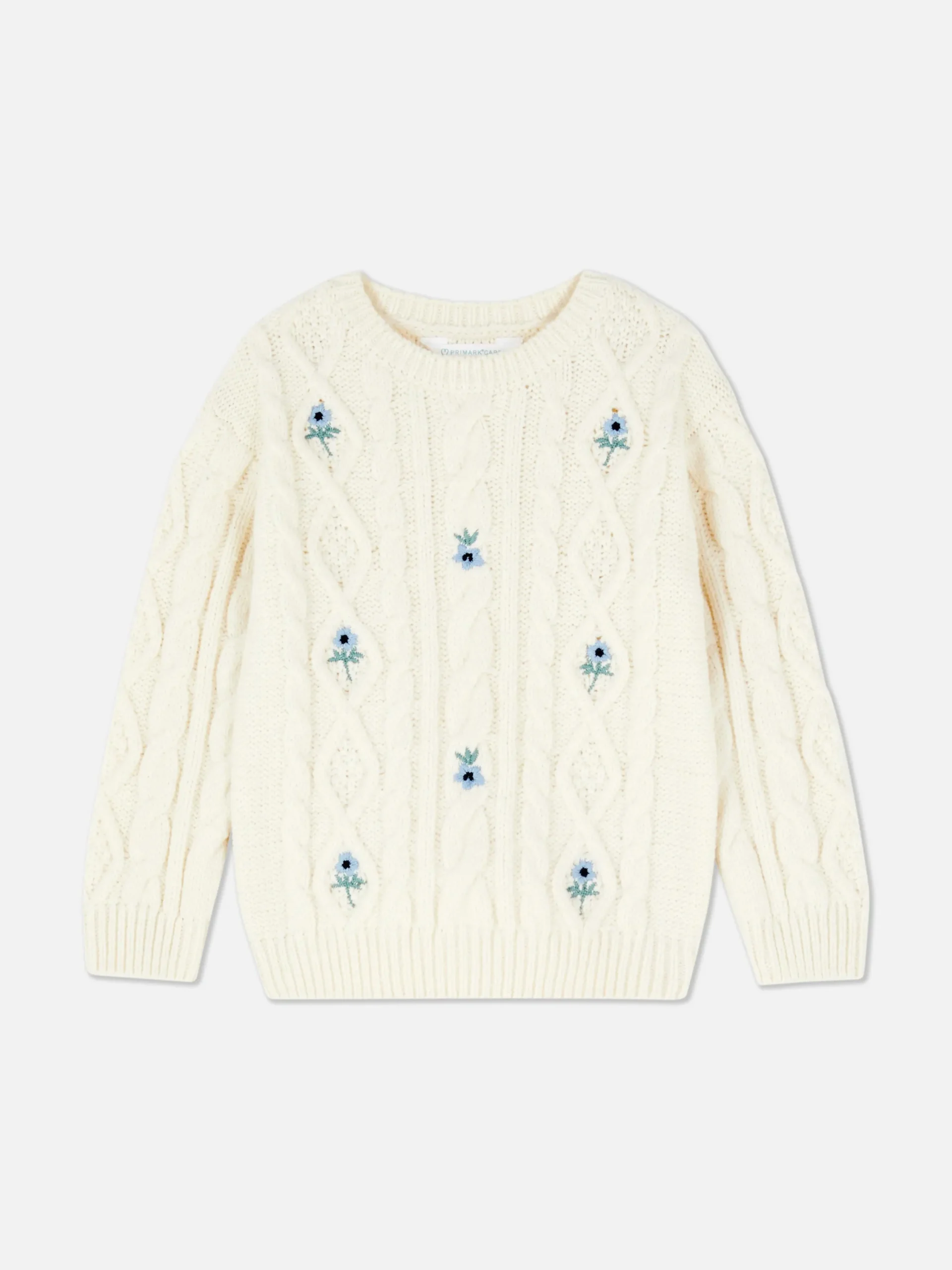 Pulls Et Gilets|Primark Pull En Maille Torsadée à Fleurs Brodées Crème