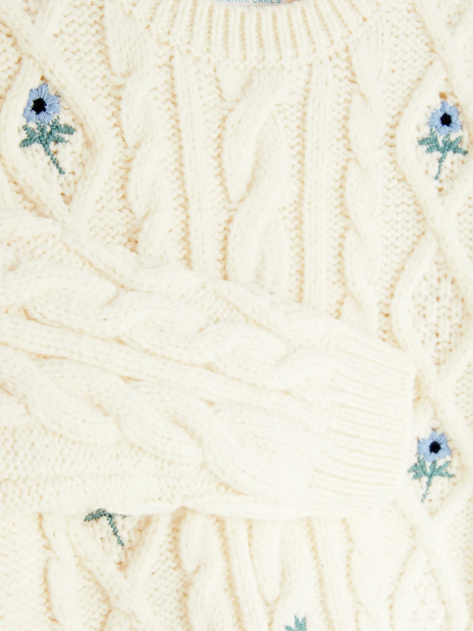Pulls Et Gilets|Primark Pull En Maille Torsadée à Fleurs Brodées Crème