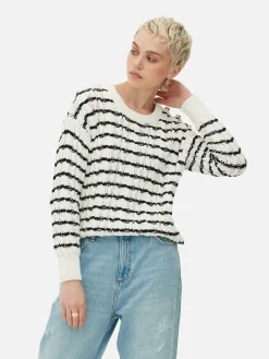 Pulls Et Gilets|Primark Pull En Maille Torsadée à Rayures Blanc/Noir