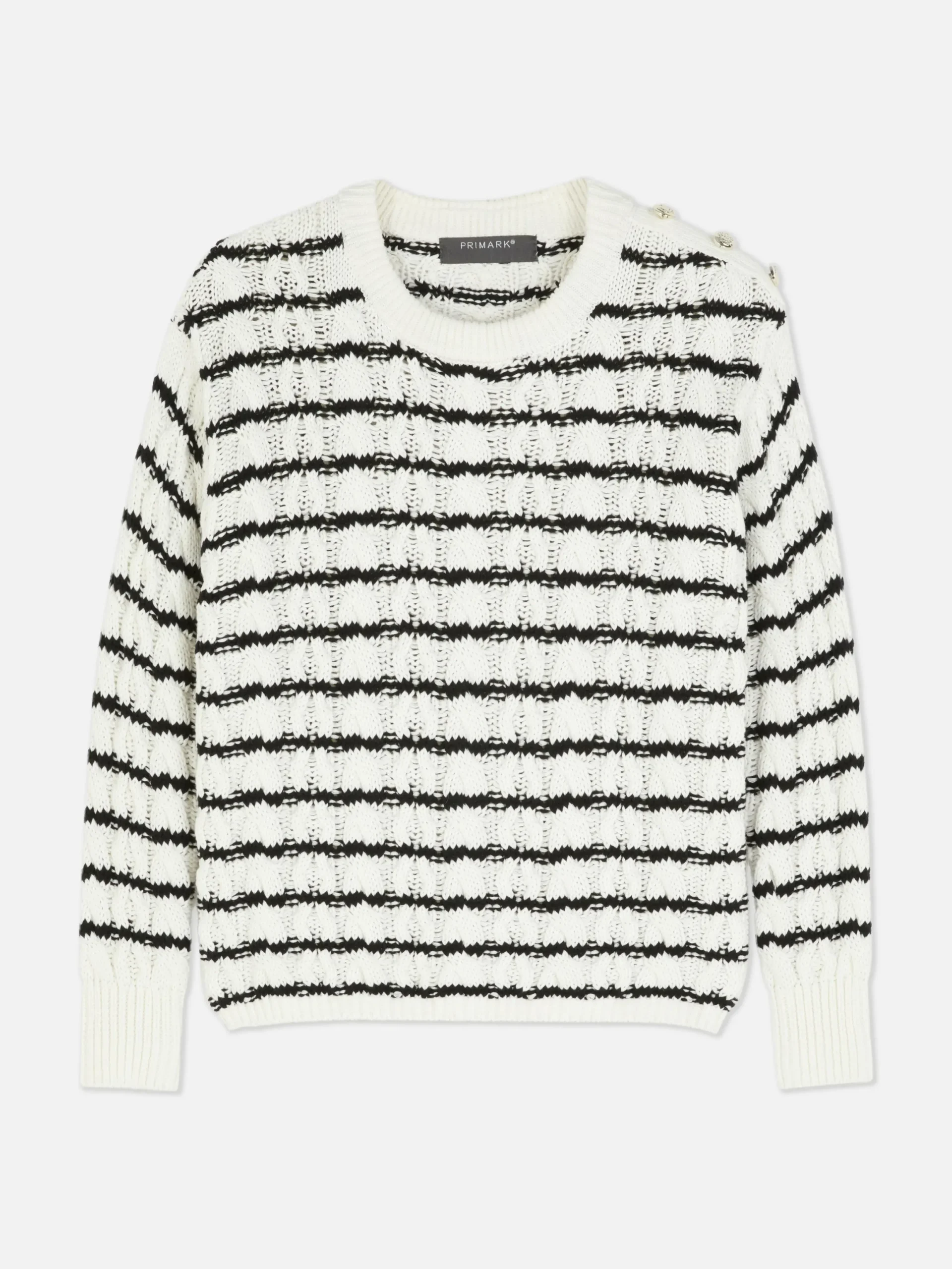 Pulls Et Gilets|Primark Pull En Maille Torsadée à Rayures Blanc/Noir