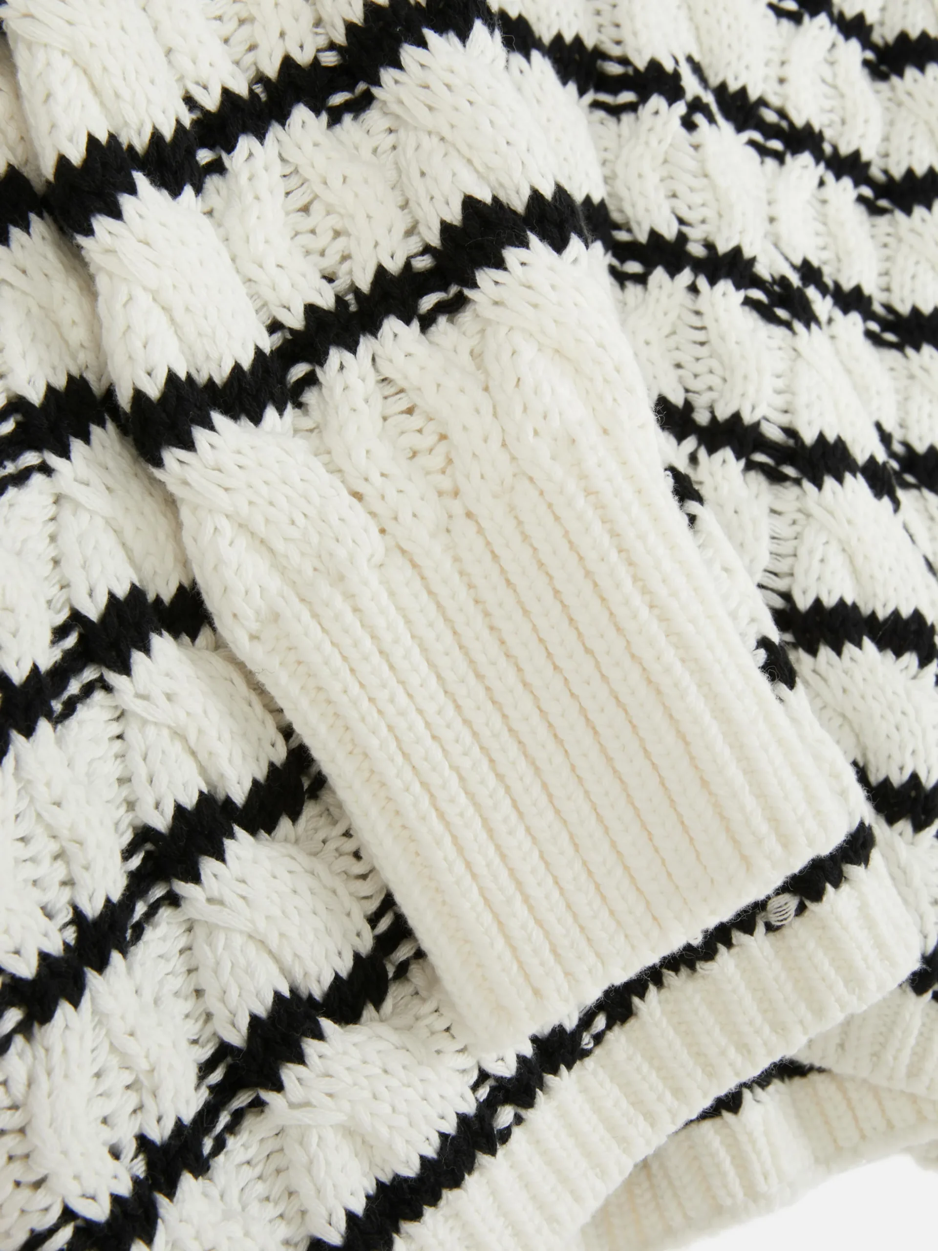 Pulls Et Gilets|Primark Pull En Maille Torsadée à Rayures Blanc/Noir