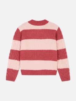 Pulls Et Gilets|Primark Pull En Maille Torsadée à Rayures Rose foncé