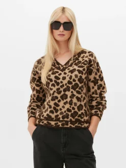 Pulls Et Gilets|Primark Pull Léopard à Col En V Multicolore