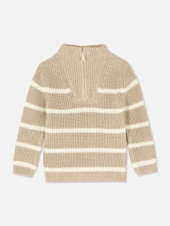 Pulls Et Gilets|Primark Pull Rayé à Col Cheminée Grège
