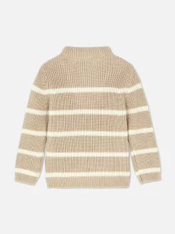Pulls Et Gilets|Primark Pull Rayé à Col Cheminée Grège