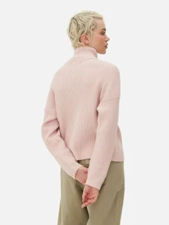 Pulls Et Gilets|Primark Pull Tricoté à Encolure Zippée Rose poudré