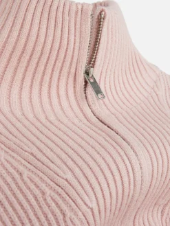 Pulls Et Gilets|Primark Pull Tricoté à Encolure Zippée Rose poudré