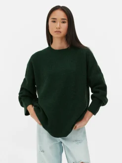 Pulls Et Gilets|Primark Pull Tricoté Avec Manches à Revers Vert foncé