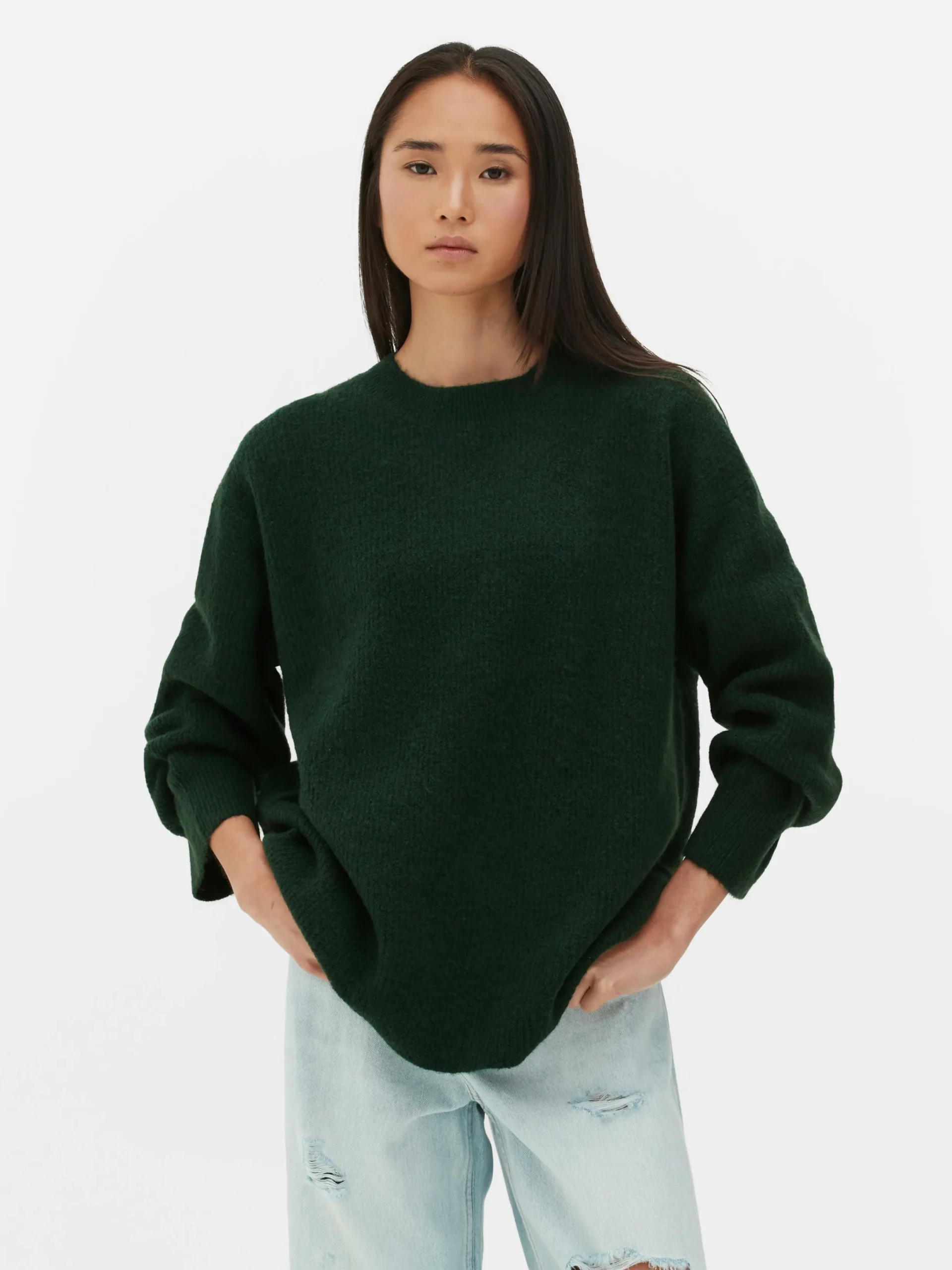 Pulls Et Gilets|Primark Pull Tricoté Avec Manches à Revers Vert foncé