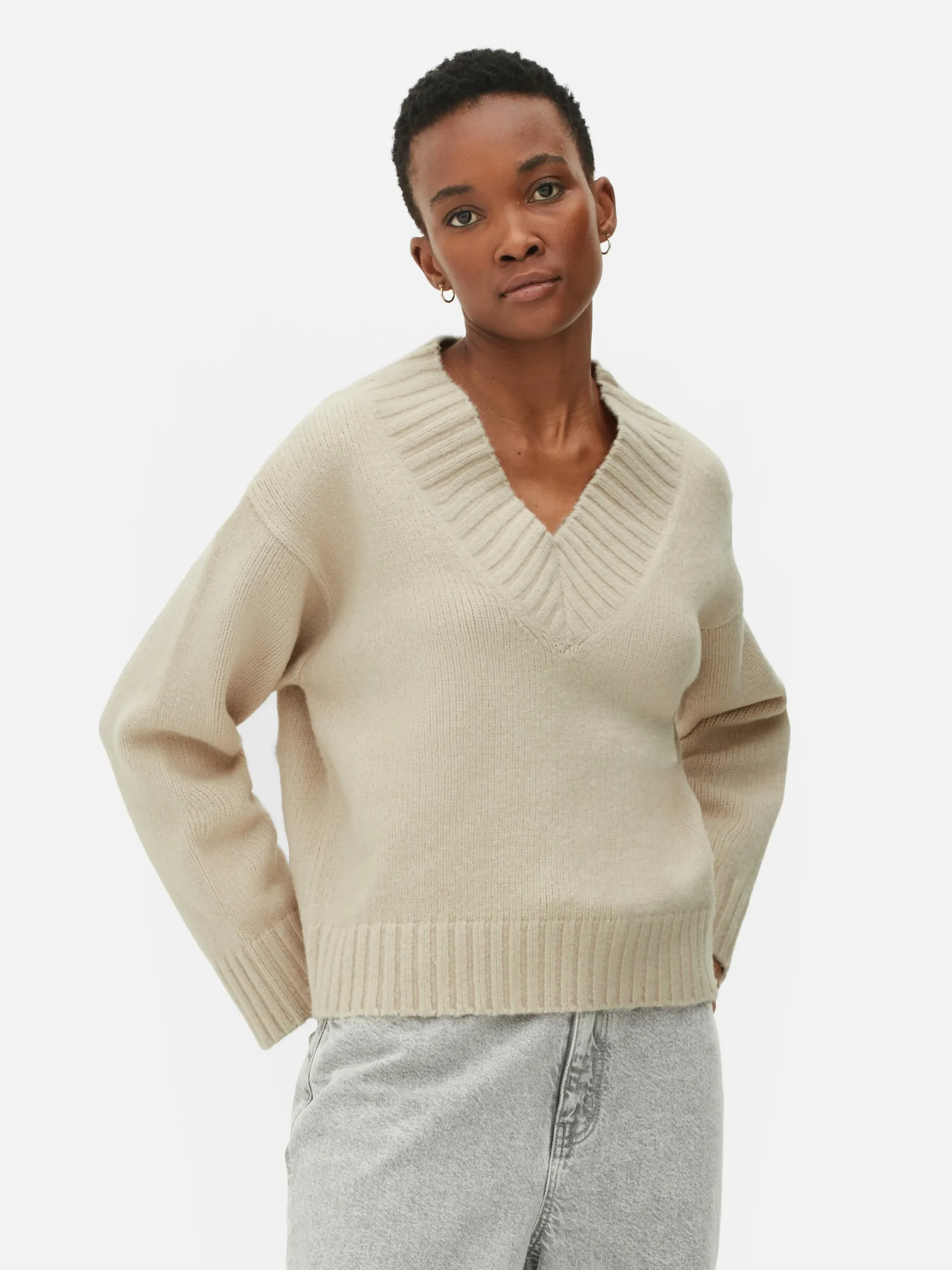 Pulls Et Gilets|Primark Pull Tricoté épais à Col En V Écru