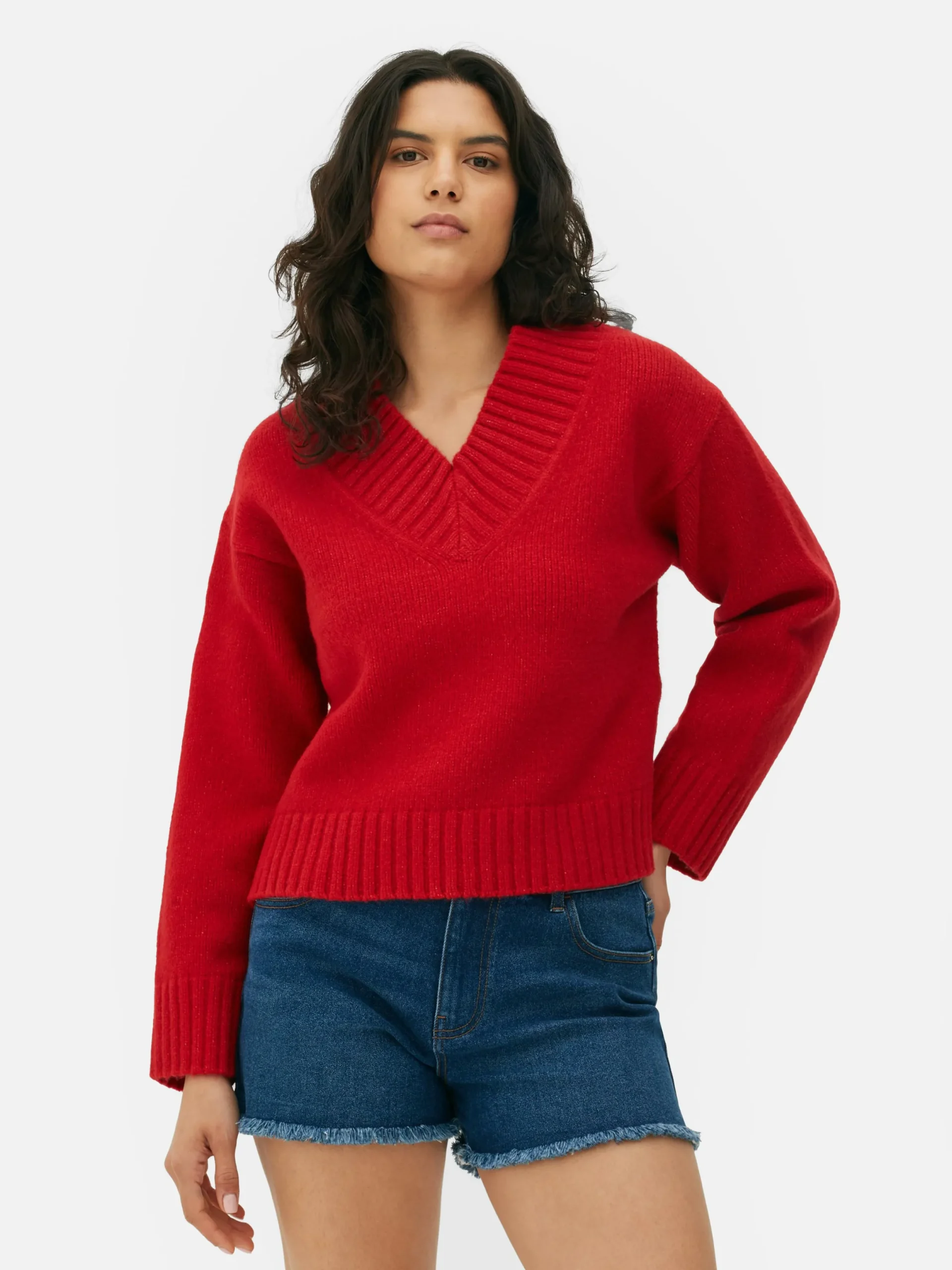 Pulls Et Gilets|Primark Pull Tricoté épais à Col En V Rouge