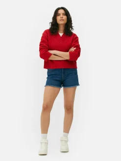 Pulls Et Gilets|Primark Pull Tricoté épais à Col En V Rouge