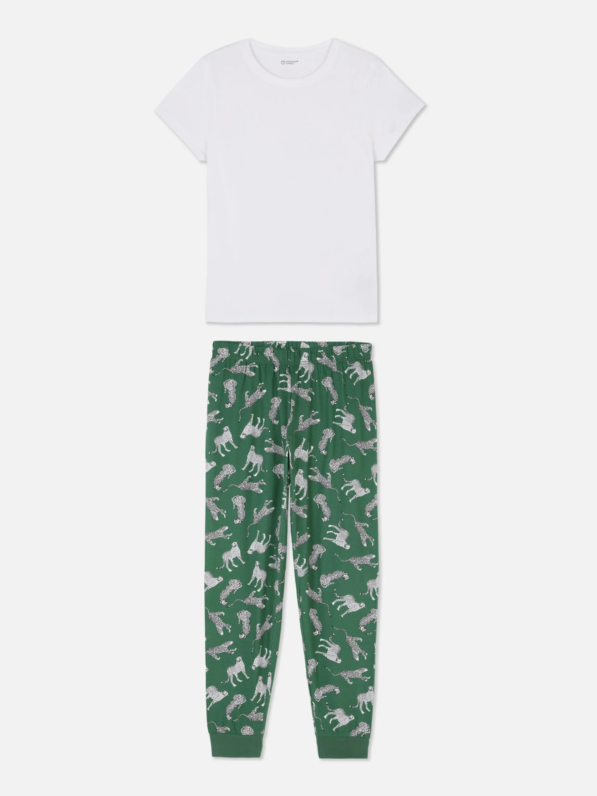 Ensembles Pyjamas|Primark Pyjama à Manches Courtes En Jersey Imprimé Vert