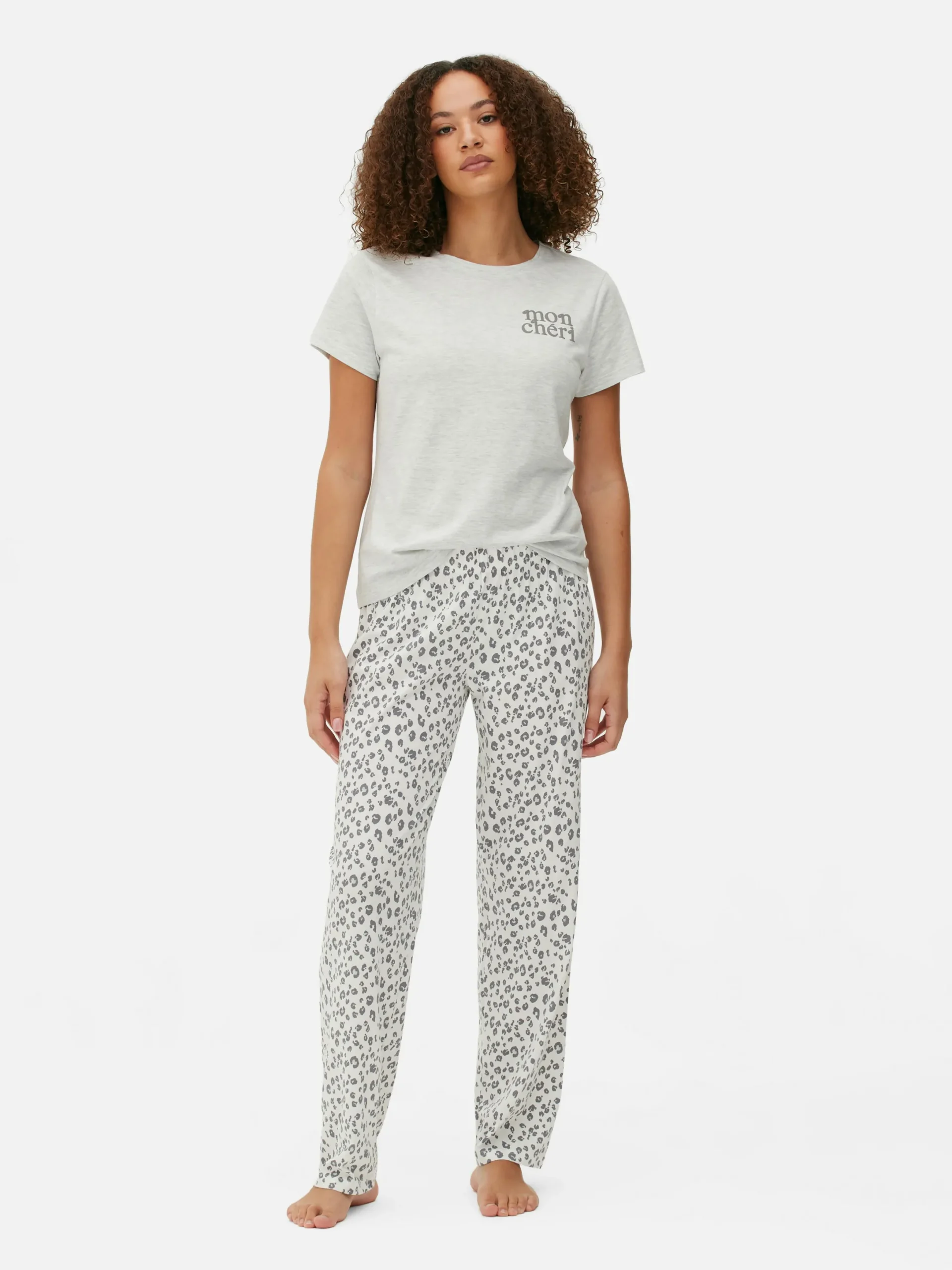 Ensembles Pyjamas|Primark Pyjama à Manches Courtes Graphique En Jersey Gris chiné