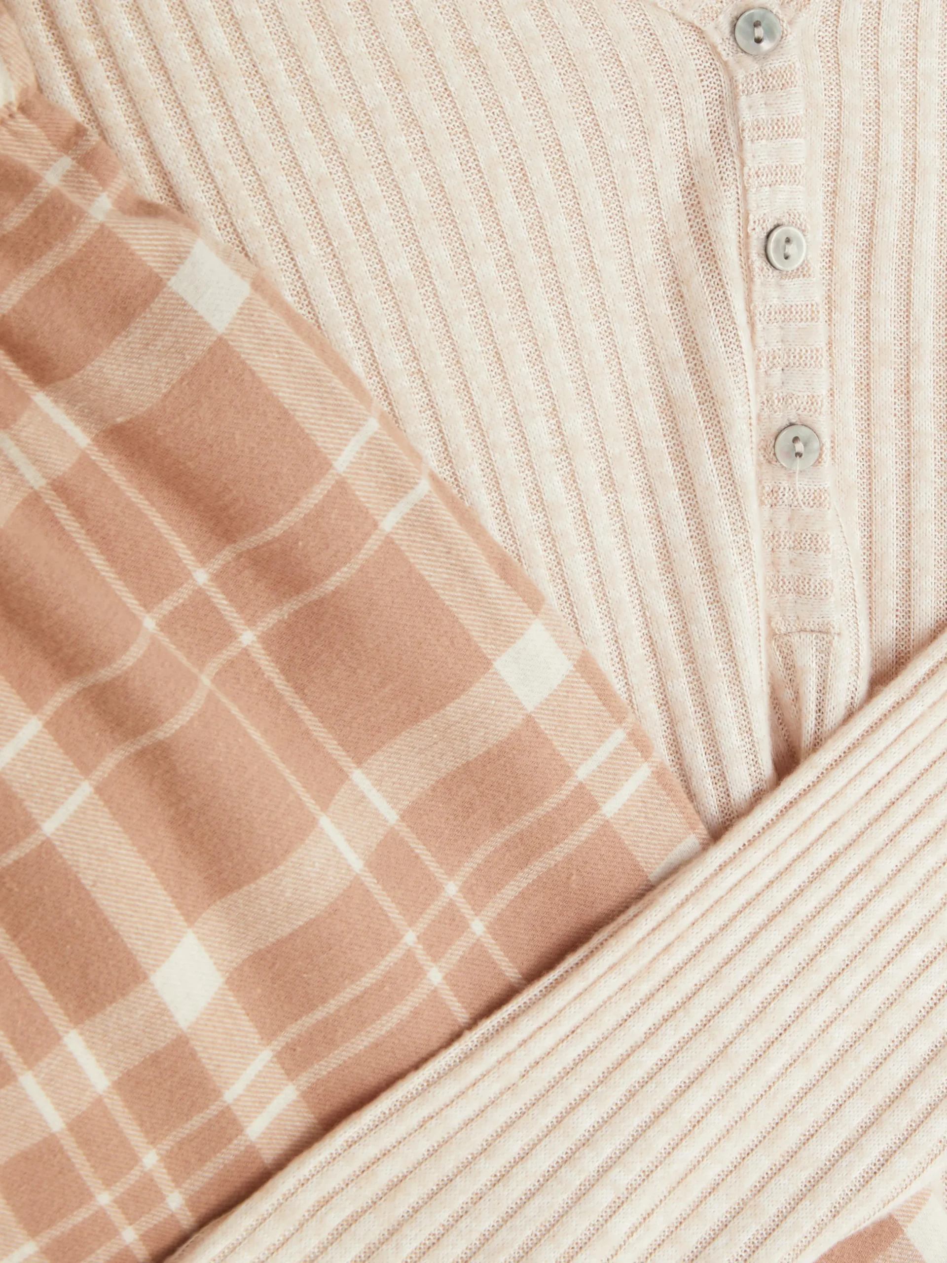 Ensembles Pyjamas|Primark Pyjama à Manches Longues Avec Bas à Carreaux Marron