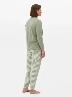 Ensembles Pyjamas|Primark Pyjama à Manches Longues Et à Message Kaki