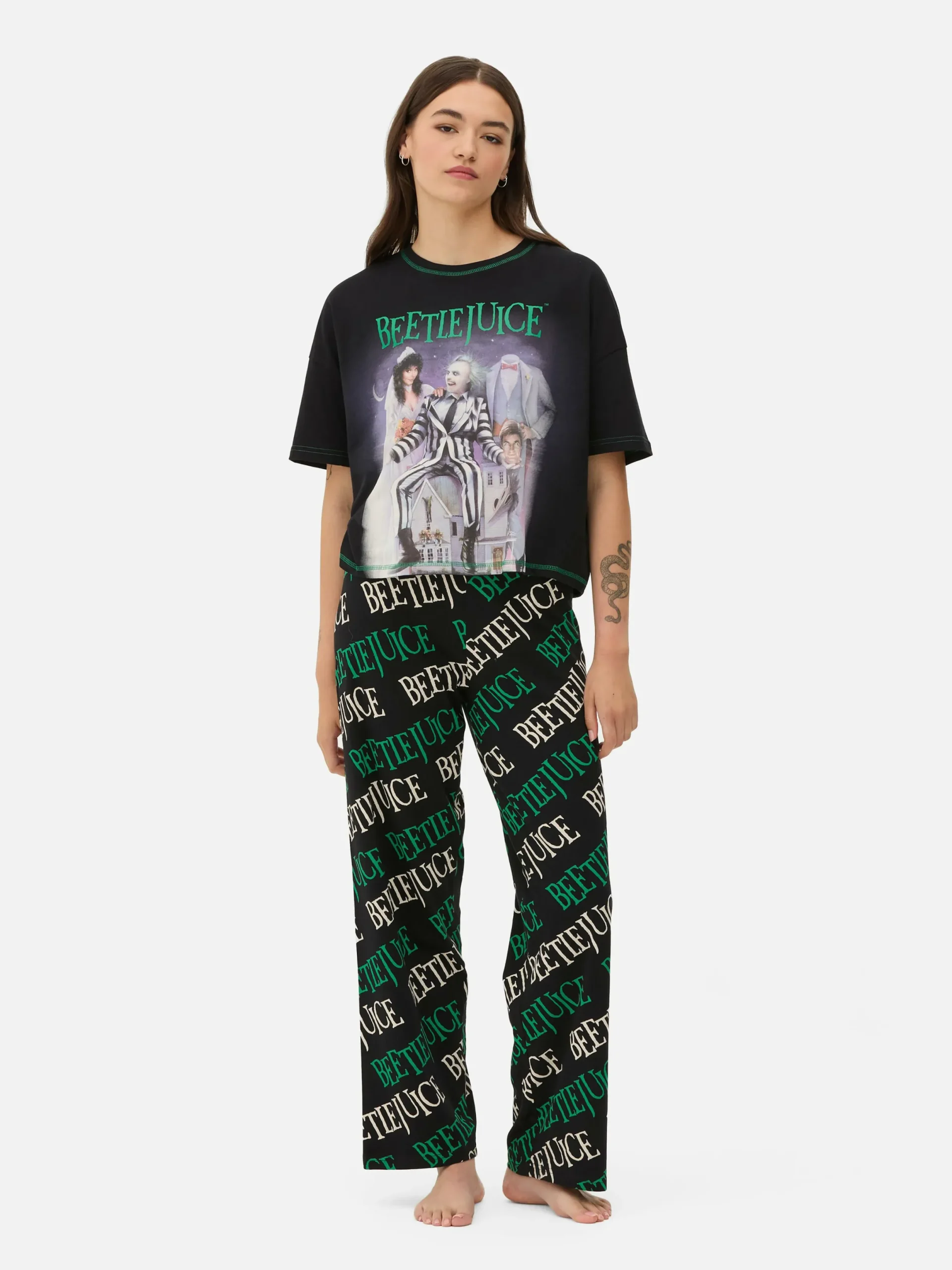 Beetlejuice|Tout Halloween|Primark Pyjama Avec Logo Beetlejuice Noir