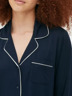 Ensembles Pyjamas|Primark Pyjama Boyfriend En Jersey à Manches Longues Bleu marine