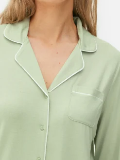 Ensembles Pyjamas|Primark Pyjama Boyfriend En Jersey à Manches Longues Vert