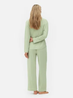 Ensembles Pyjamas|Primark Pyjama Boyfriend En Jersey à Manches Longues Vert