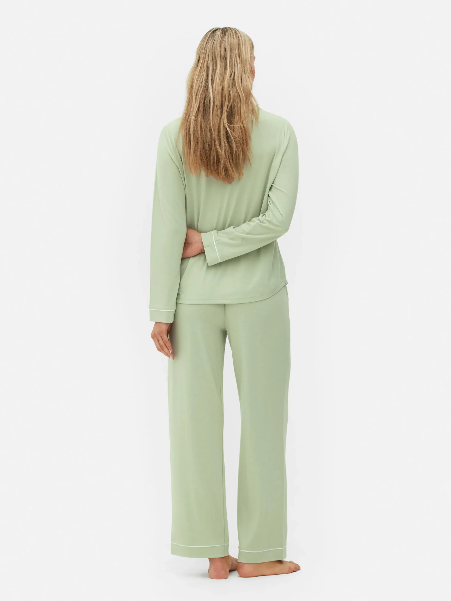 Ensembles Pyjamas|Primark Pyjama Boyfriend En Jersey à Manches Longues Vert