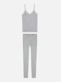 Ensembles Pyjamas|Primark Pyjama Caraco En Maille Torsadée Gris clair