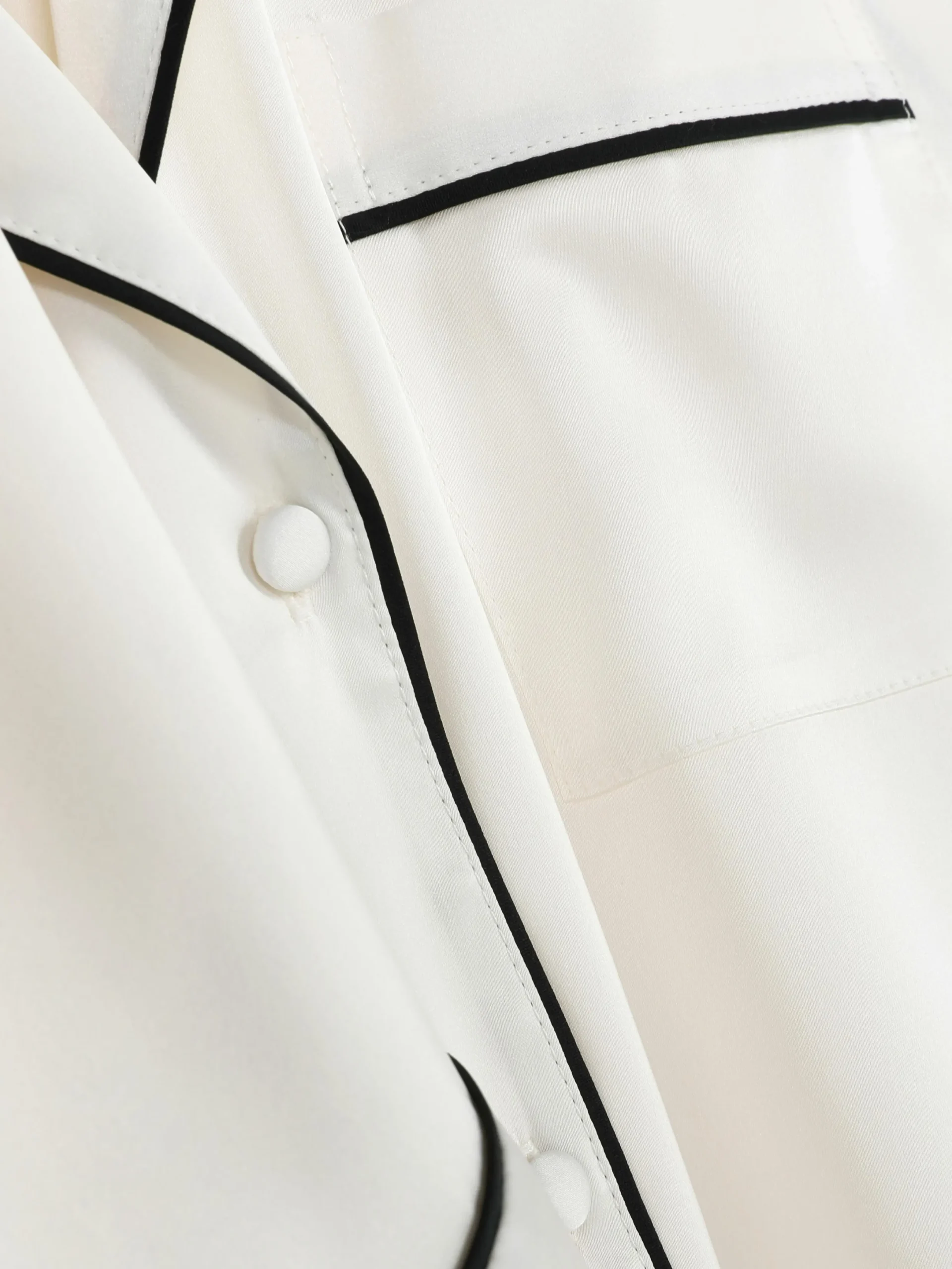 Ensembles Pyjamas|Primark Pyjama Chemise à Manches Longues En Satin Ivoire