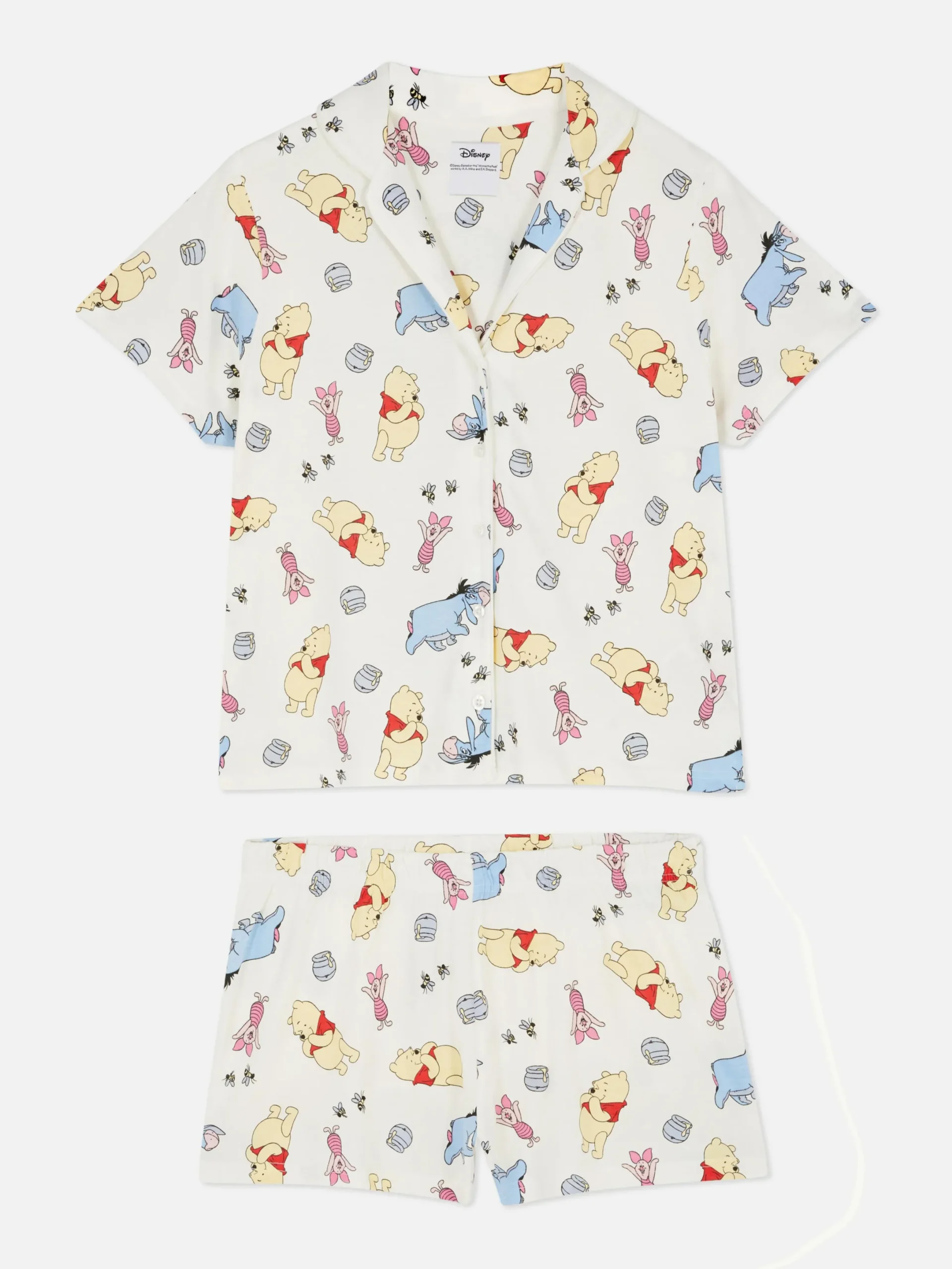 Ensembles Pyjamas|Primark Pyjama Chemise Et Short Disney Winnie L'ourson Ivoire