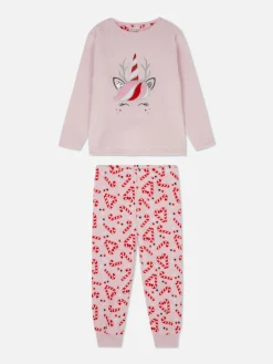 Pyjamas Et Vêtements De Nuit|Primark Pyjama De Noël En Molleton à Motif Licorne Rose