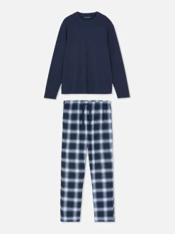 Pyjamas|Primark Pyjama En Coton Brossé à Carreaux Bleu