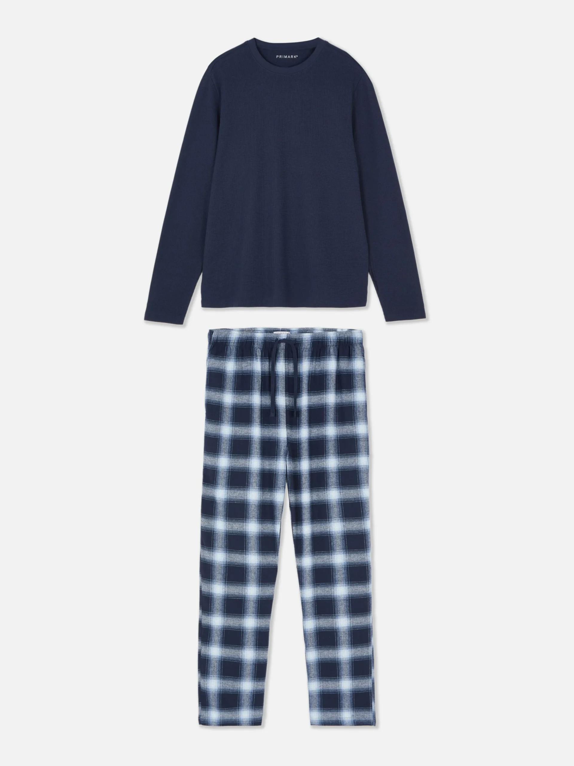 Pyjamas|Primark Pyjama En Coton Brossé à Carreaux Bleu