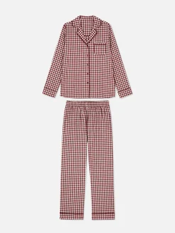 Ensembles Pyjamas|Primark Pyjama En Flanelle à Manches Longues Bordeaux