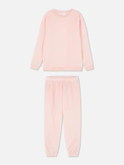 Ensembles Pyjamas|Primark Pyjama En Molleton à Manches Longues Rose