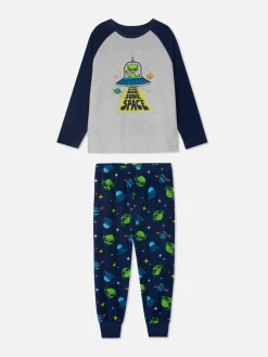 Pyjamas Et Vêtements De Nuit|Primark Pyjama En Molleton à Motif Spatial Gris chiné