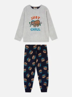 Pyjamas Et Vêtements De Nuit|Primark Pyjama En Molleton à Motif Paresseux Gris