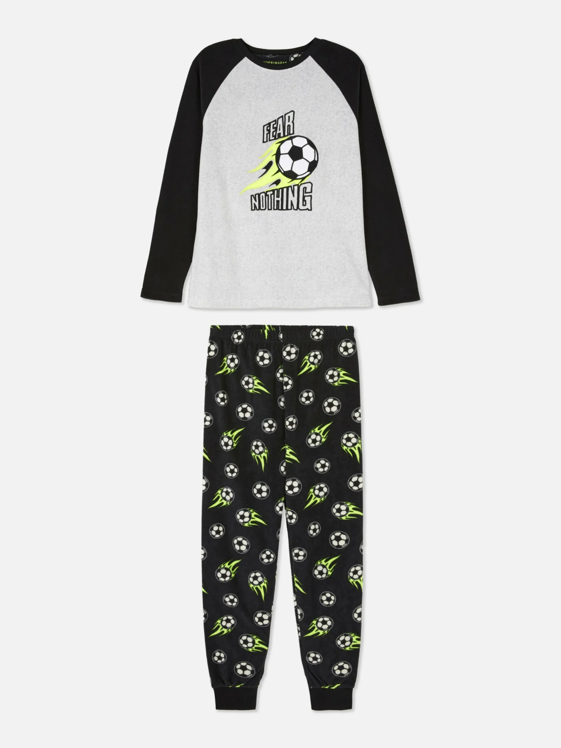 Pyjamas Et Vêtements De Nuit|Primark Pyjama En Polaire à Motif Ballon De Foot Gris chiné
