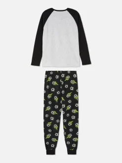 Pyjamas Et Vêtements De Nuit|Primark Pyjama En Polaire à Motif Ballon De Foot Gris chiné