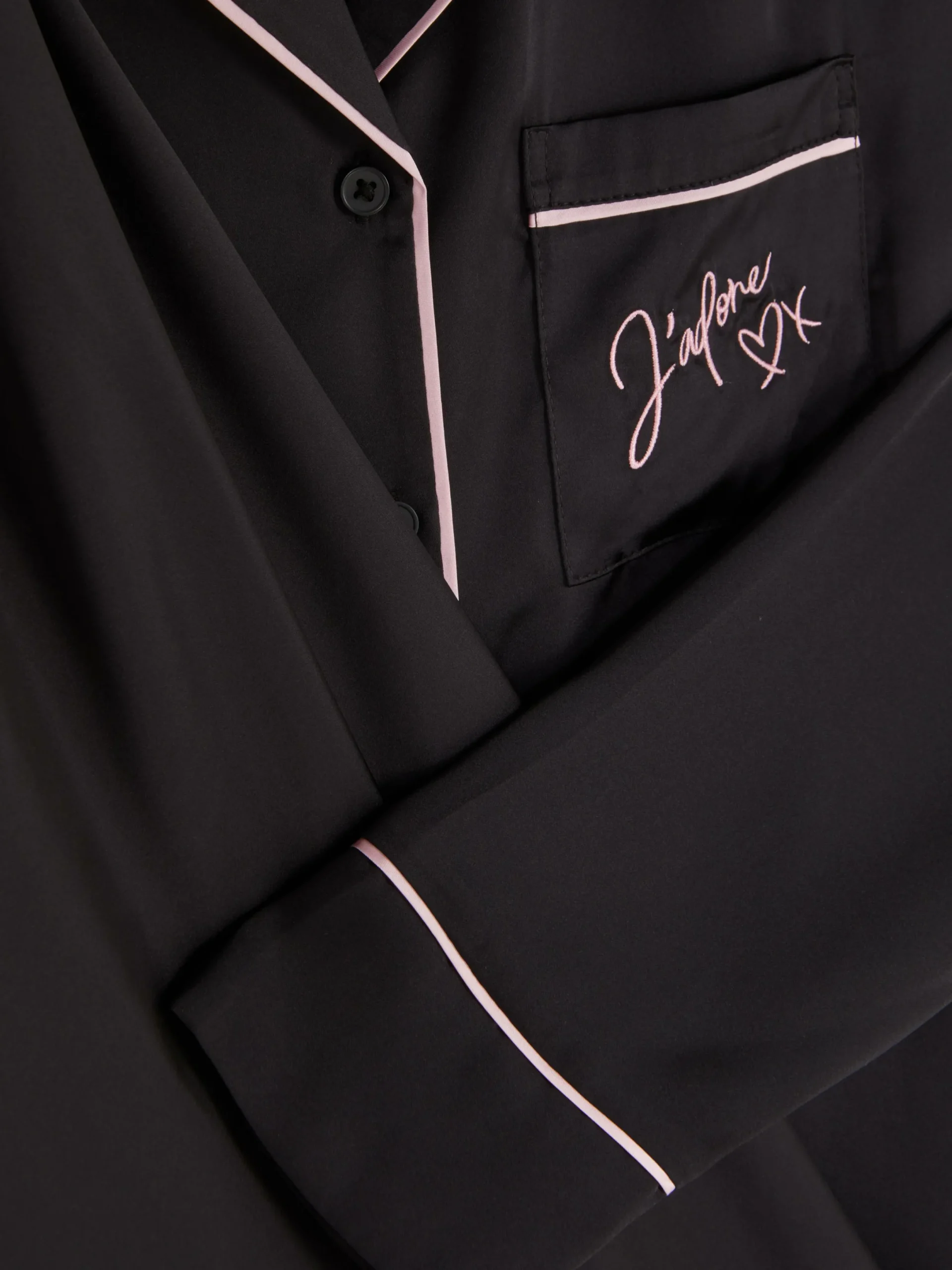 Ensembles Pyjamas|Primark Pyjama En Satin à Manches Longues Noir
