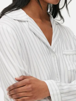 Ensembles Pyjamas|Primark Pyjama Long Boyfriend à Rayures Gris