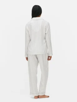 Ensembles Pyjamas|Primark Pyjama Long Boyfriend à Rayures Gris