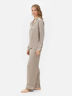 Ensembles Pyjamas|Primark Pyjama Long En Satin Moka