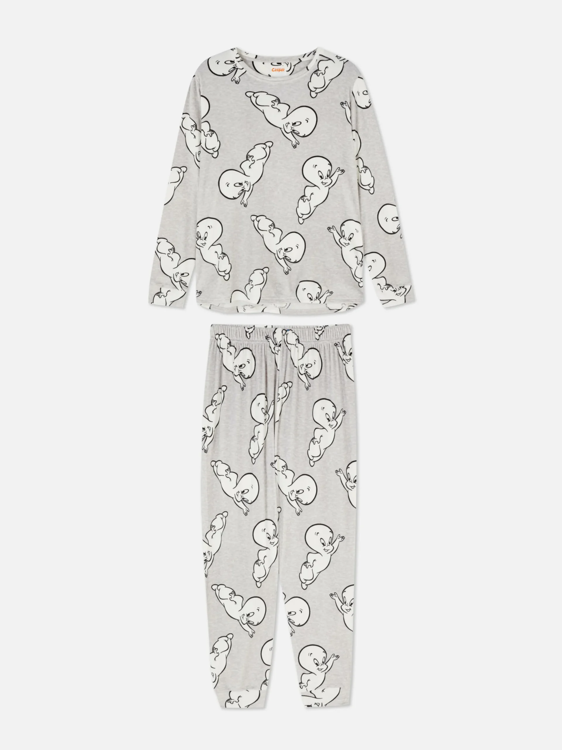 Ensembles Pyjamas|Primark Pyjama Long En Velours Casper Gris chiné