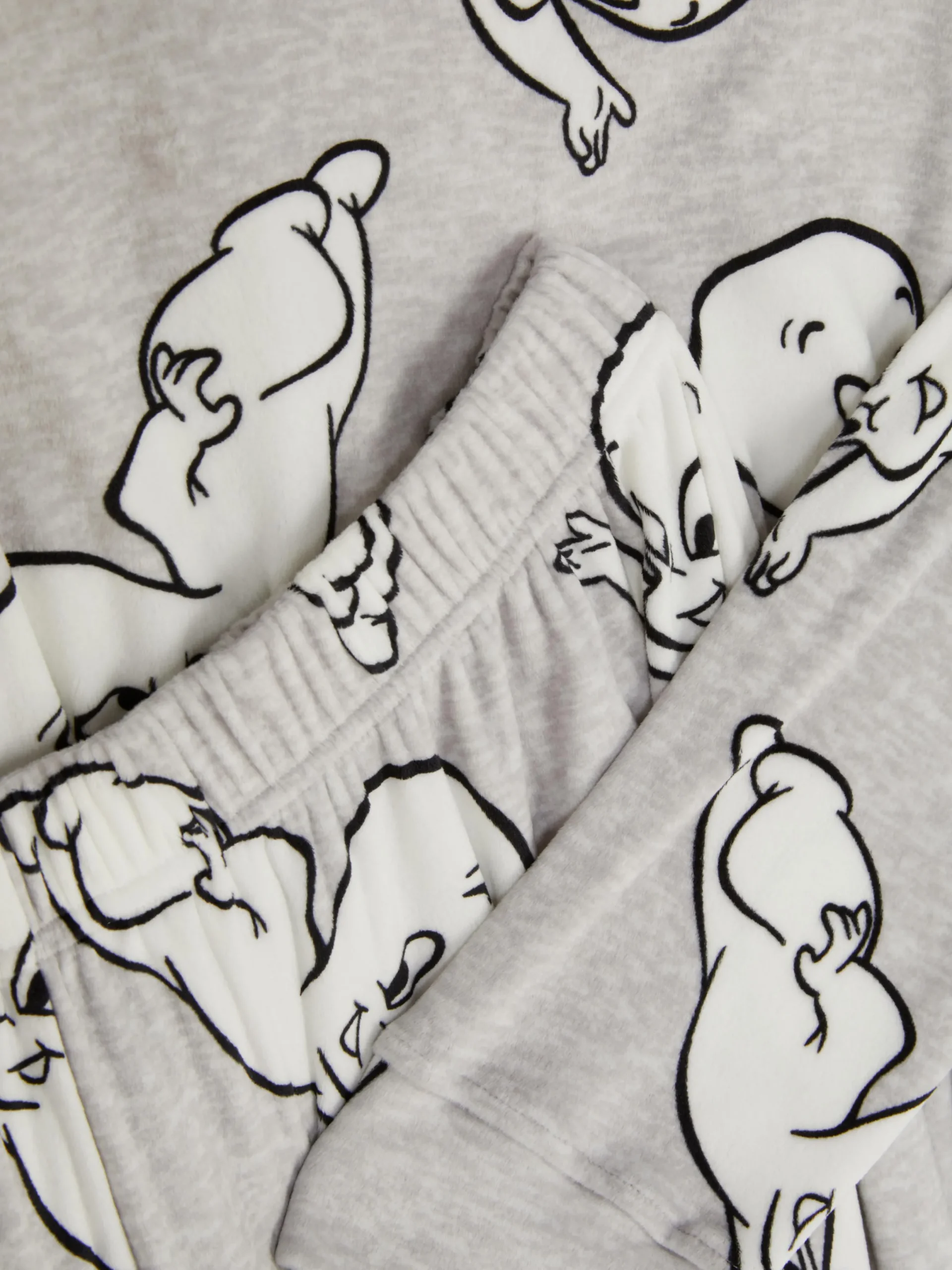 Ensembles Pyjamas|Primark Pyjama Long En Velours Casper Gris chiné