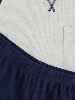 Pyjamas Et Vêtements De Nuit|Primark Pyjama Long Gaufré Bleu marine
