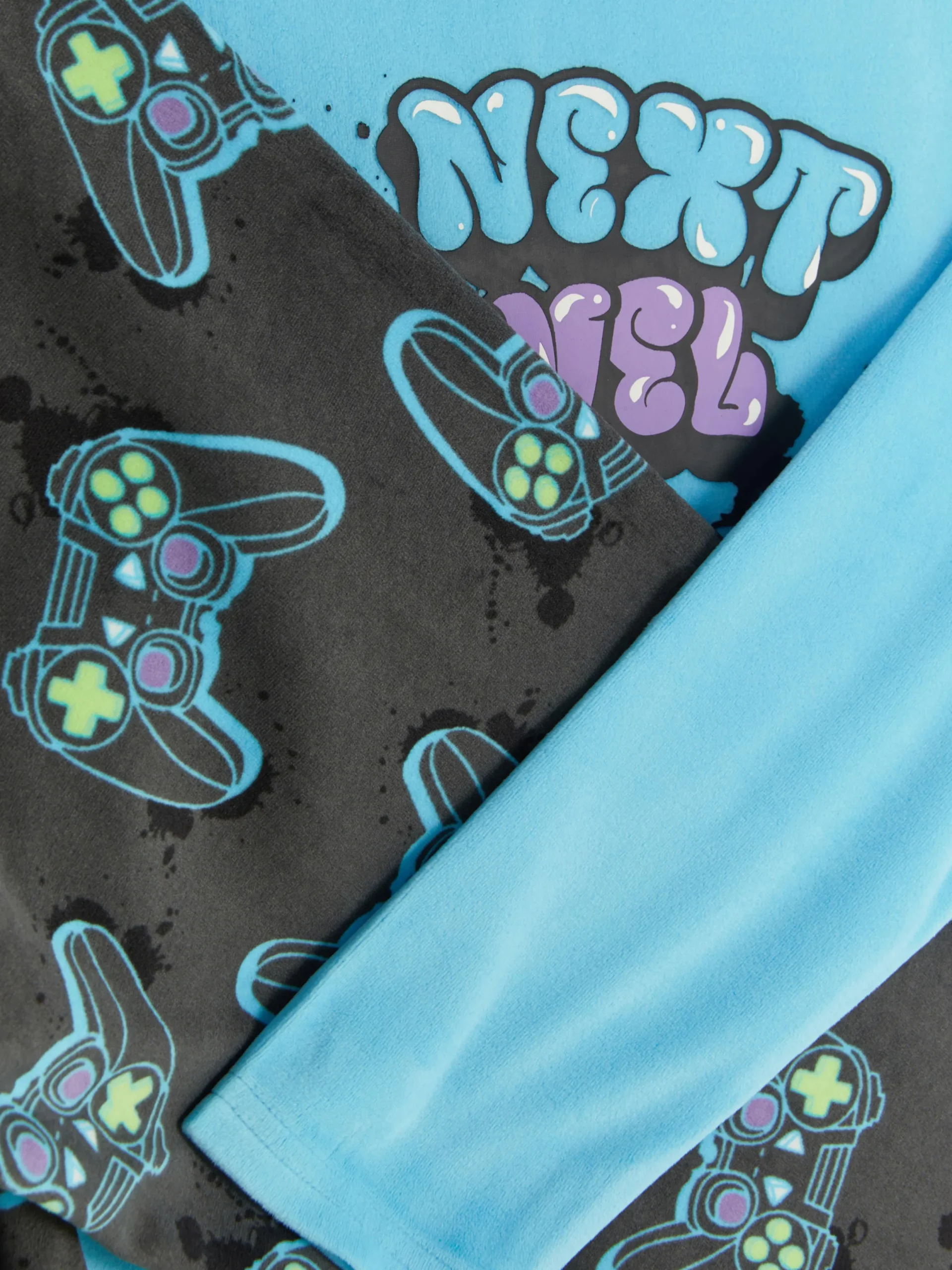 Pyjamas Et Vêtements De Nuit|Primark Pyjama T-shirt Et Bas à Motif Manette De Jeu Vidéo Bleu