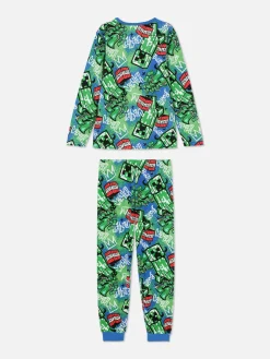 Pyjamas Et Vêtements De Nuit|Primark Pyjama T-shirt Et Pantalon à Motif Graffiti Minecraft Bleu