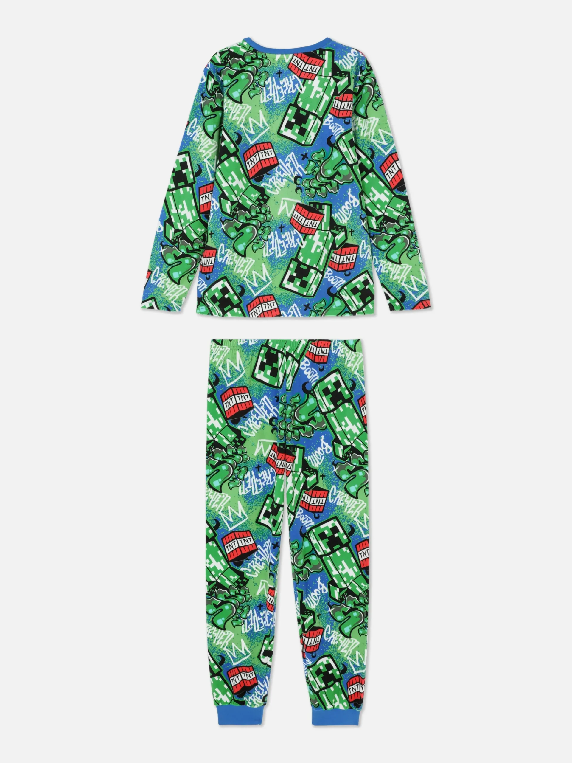 Pyjamas Et Vêtements De Nuit|Primark Pyjama T-shirt Et Pantalon à Motif Graffiti Minecraft Bleu