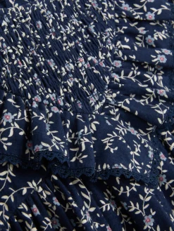 Robes Et Jupes|Primark Robe à Volants à Motif Floral Bleu marine