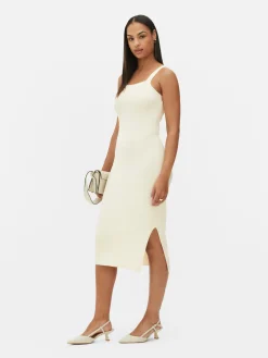 Robes|Primark Robe Côtelée à Encolure Carrée Ivoire